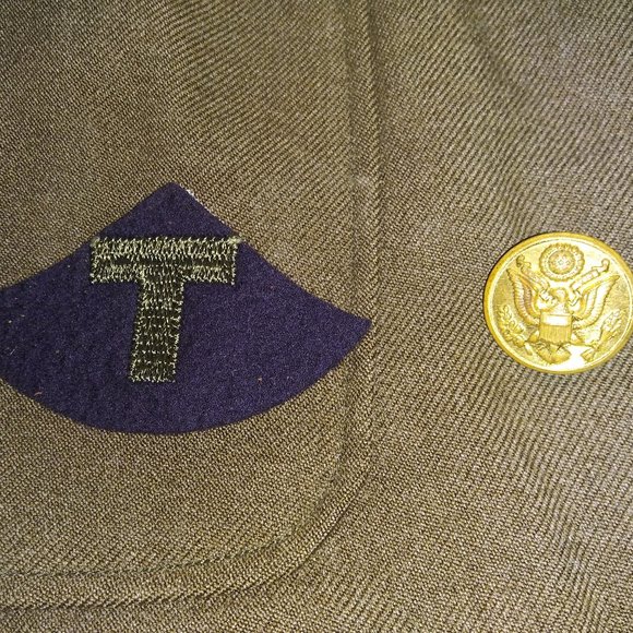 VTG WWII Military Jacket Wool Uniform Scovill MFG Waterbury Eagle Buttons Patch - Picture 12 of 16